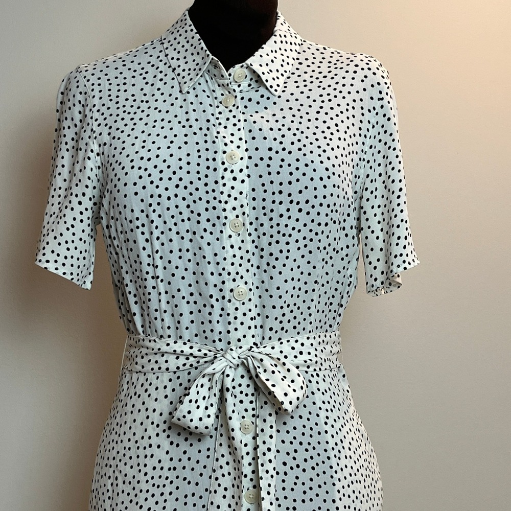 Part Two CarmaPW DR Polka Dot Shirt Dress White Black EcoVero Midi 36